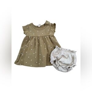 Quincy Mae Size 0-3 Months Golden Star Dress and Cloud Sun Bummies Shorts